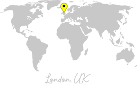 alt="grey-world-map-with-yellow-location-pin-pointing-to-London-UK"